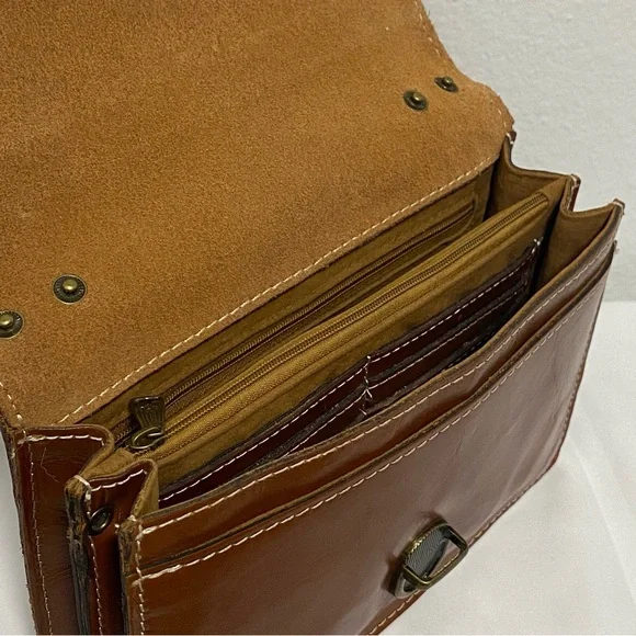 Patricia Nash Brown Leather Convertible Crossbody Clutch - Like New - Picture 6 of 15